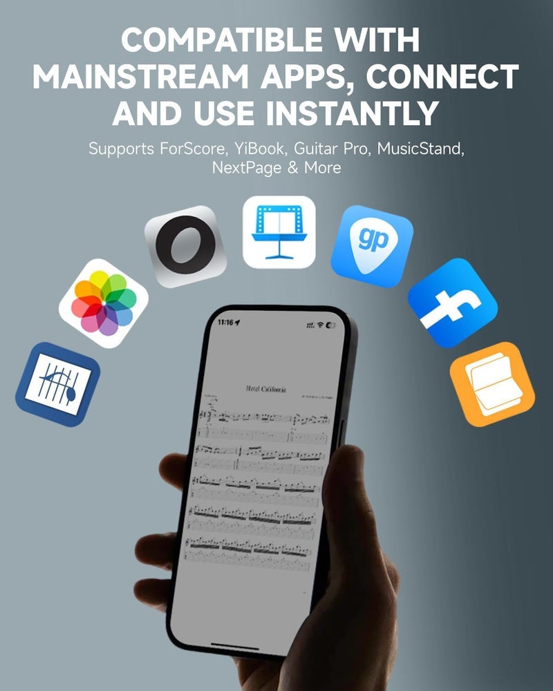 Donner Wireless Bluetooth Page Turner Pedal for iPad Tablets Phone Foot Pedal, Black - Image 4